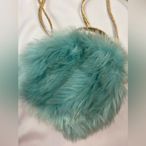 Free People | Bags | Free People faux fur blue circular bag with metallic straps - Picture 4 of 8